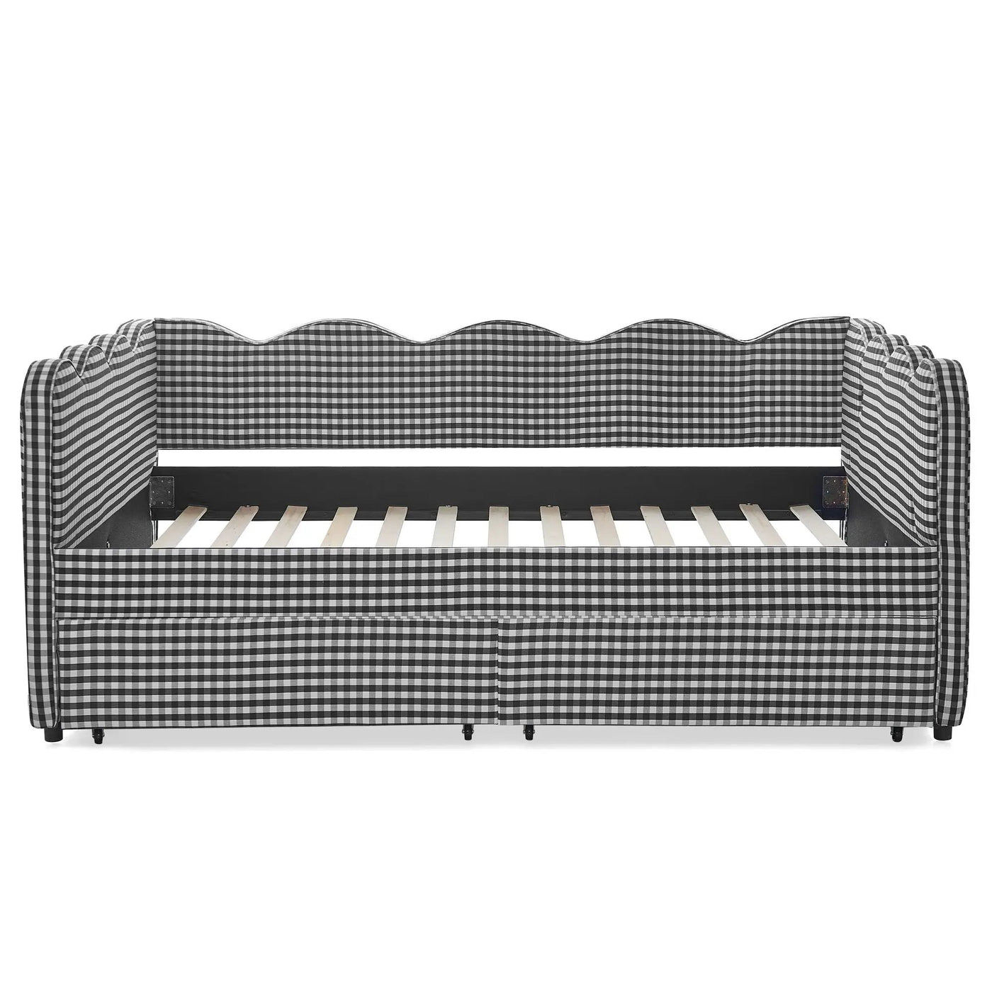 Gingham Daybed With USB Charging Port, Wave-Shaped Design by HouseOfZazla