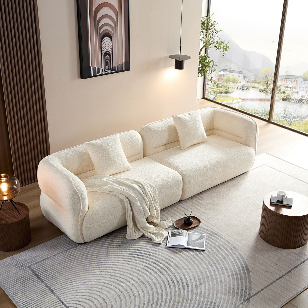 Sectional Sofa with Durable Fabric and Solid Wood Frame - Dark Brown or White, photo 27 of 30