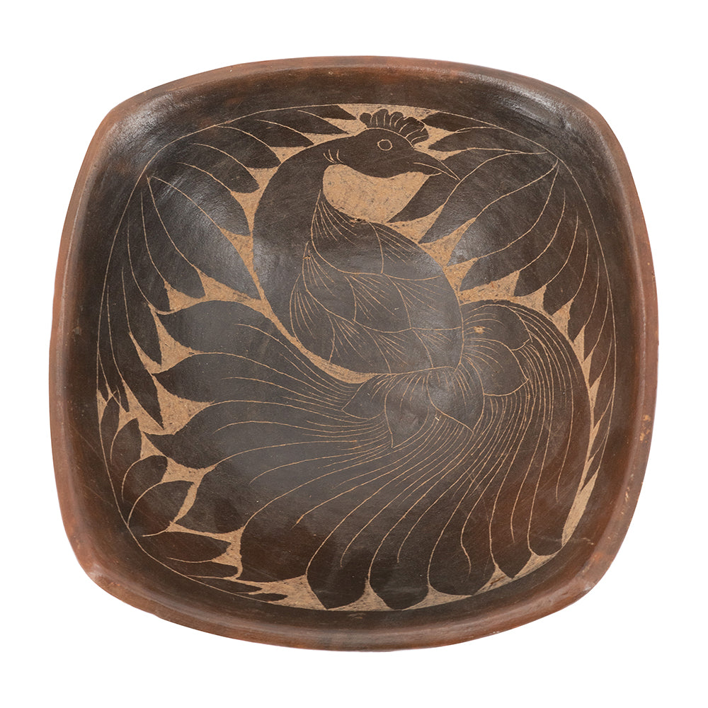 Artisanal Terracotta Decorative Bowl with Hand-Etched Detail - Brown, photo 4 of 9