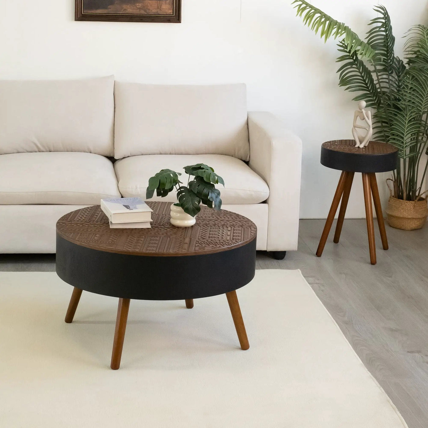 Round Coffee Table With Storage Function For Living Rooms by HouseOfZazla