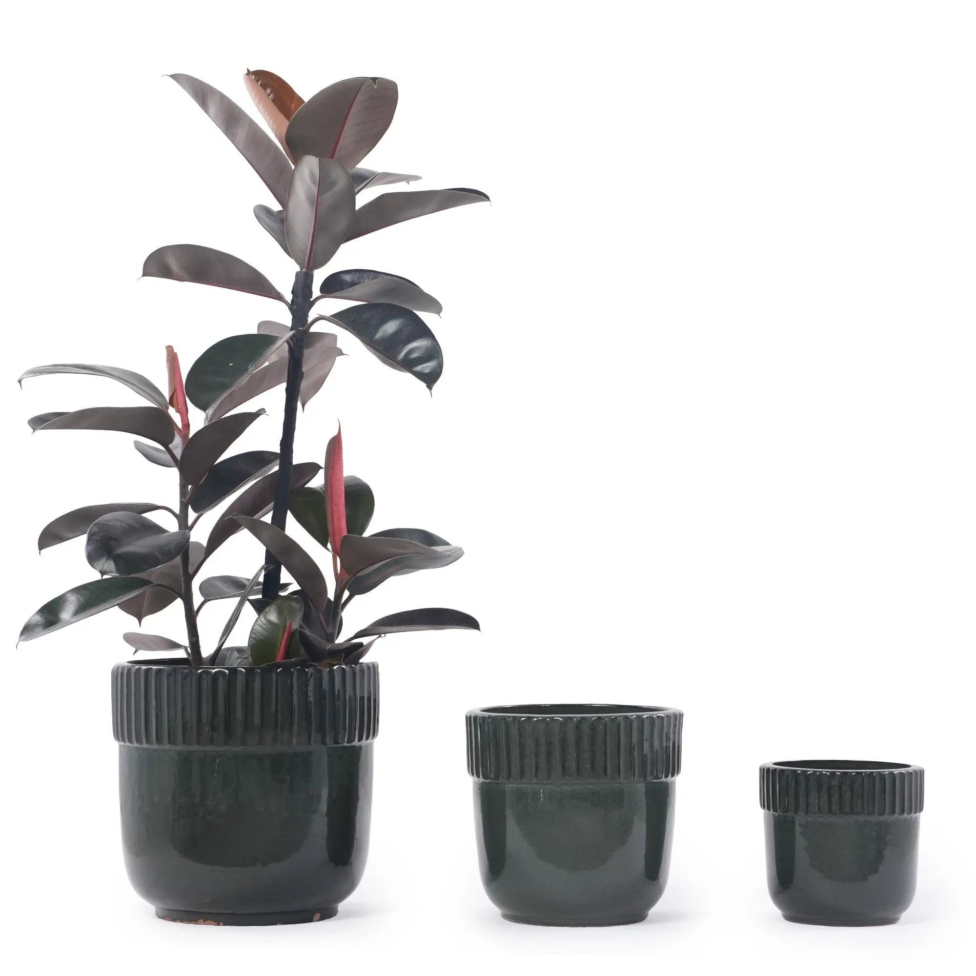 Handmade Ceramic Planter Set of 3, 15/12/9 Inch Diameter, Dark by HouseOfZazla