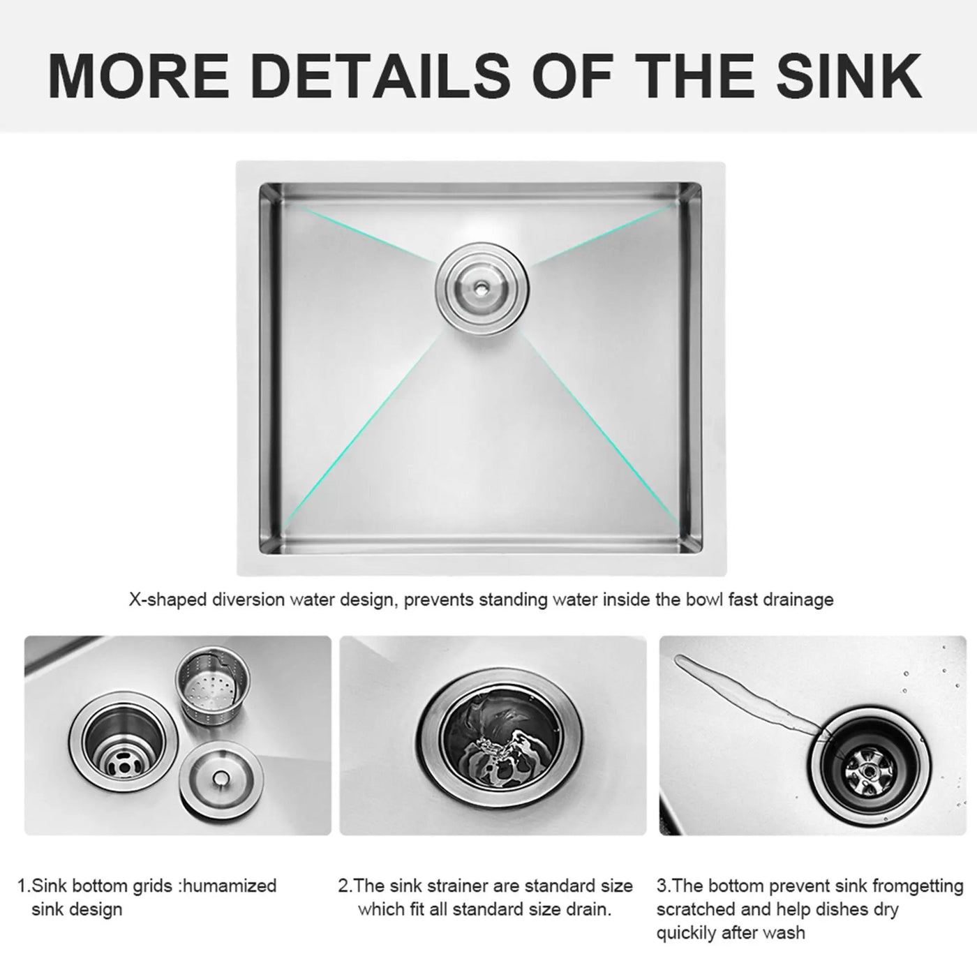 Undermount Stainless Steel Kitchen Sink, Deep Single Bowl Basin by HouseOfZazla
