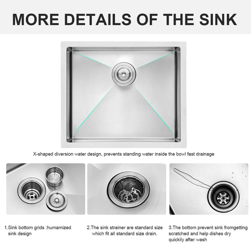 Undermount Stainless Steel Kitchen Sink, Deep Single Bowl Basin by HouseOfZazla
