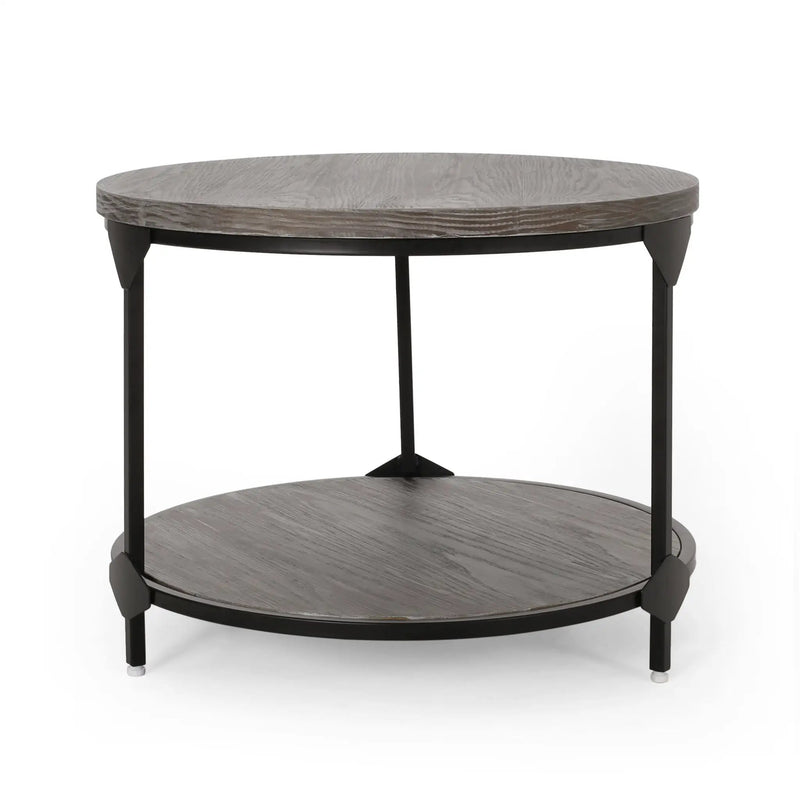 Coffee Table With Wood Patterned Tabletop And Iron Frame - Gray by HouseOfZazla