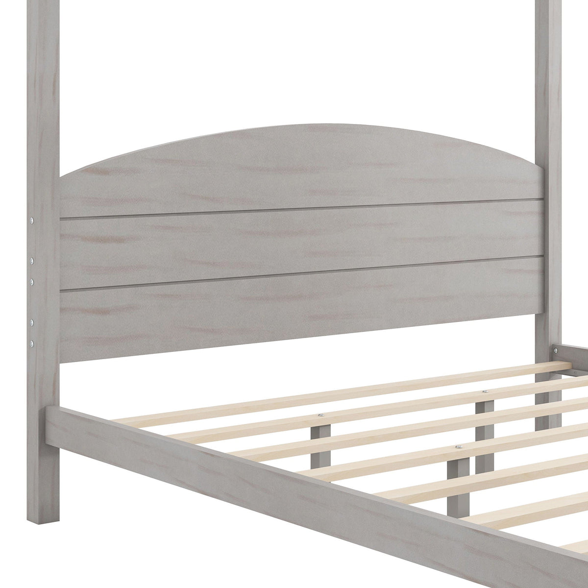 King Canopy Platform Bed with Headboard and Support Legs - Dark Brown or Dark Gray, photo 18 of 19