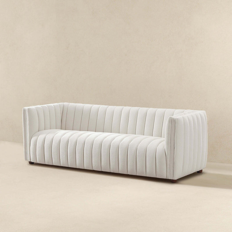 Mid-Century Modern Boucle Couch with Tight Back - Beige, photo 7 of 7