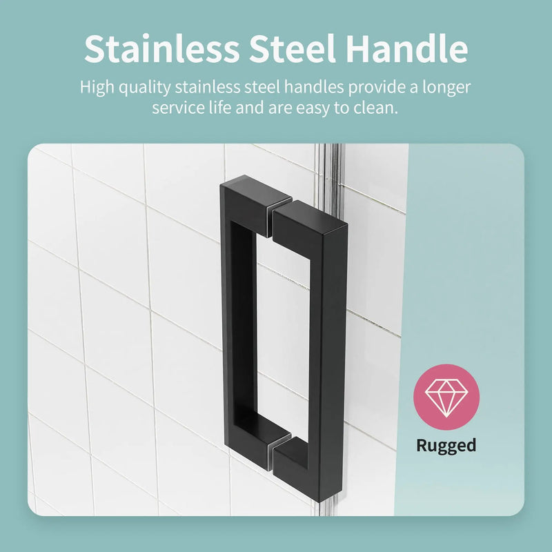 Frameless Sliding Shower Door With Soft- Close, 3 / 8" Tempered Glass by HouseOfZazla