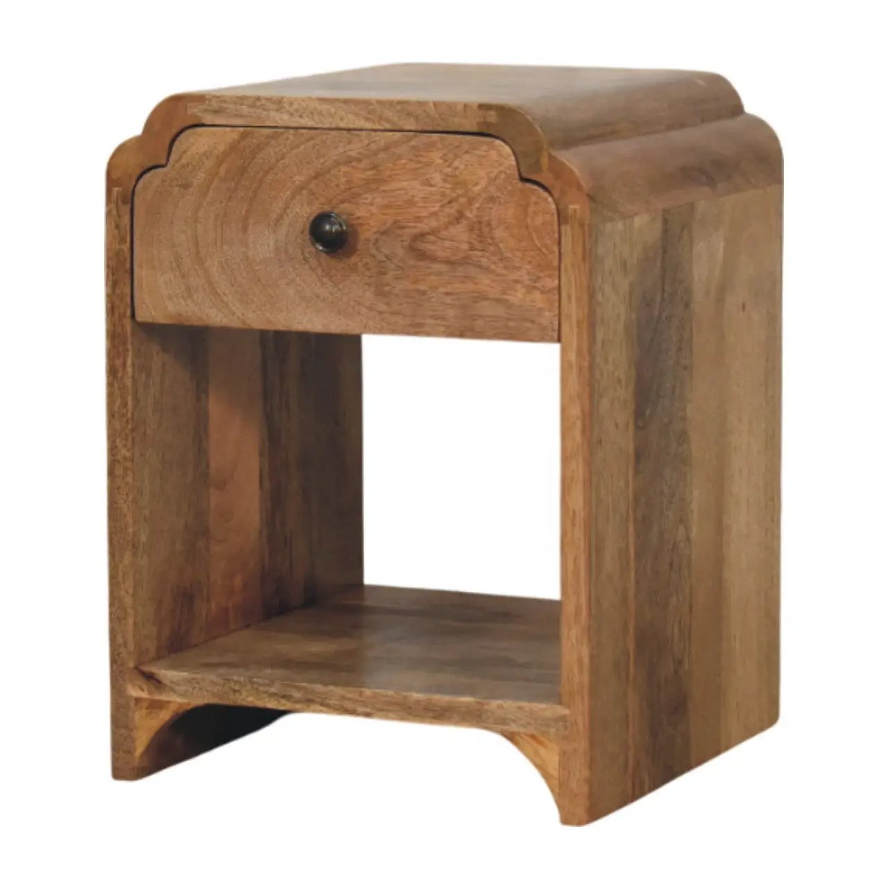 Newton Mini Oak-ish Nightstand with a Drawer and Open Shelf by HouseOfZazla