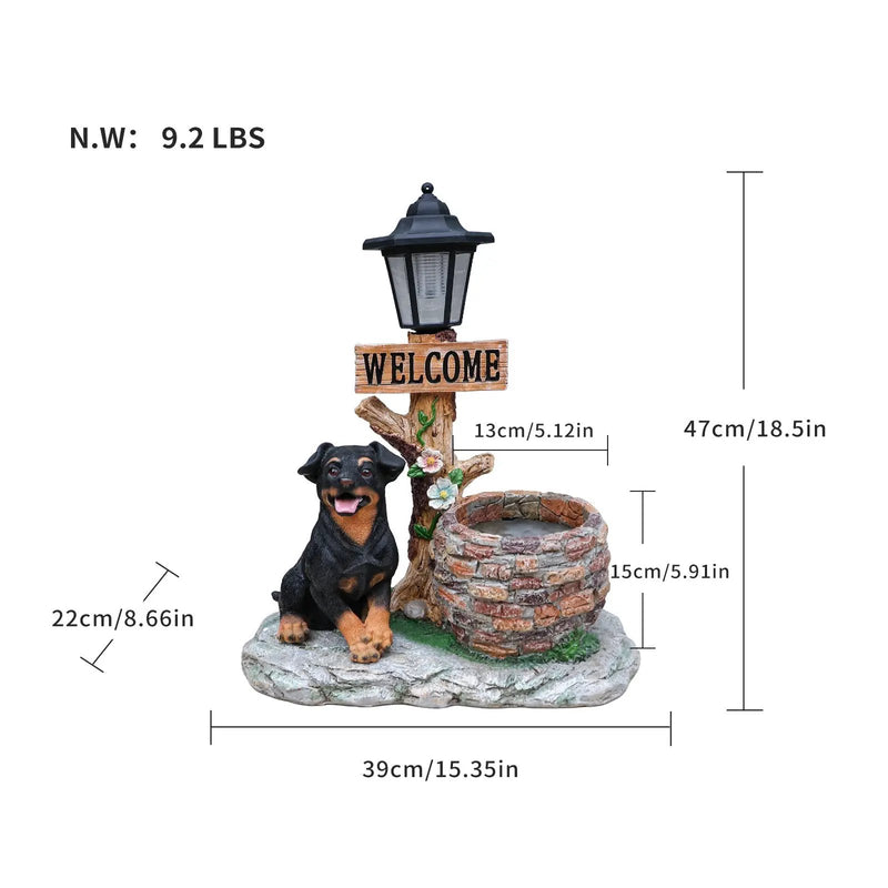 Puppy Dog Solar Planter Outdoor Statue by HouseOfZazla
