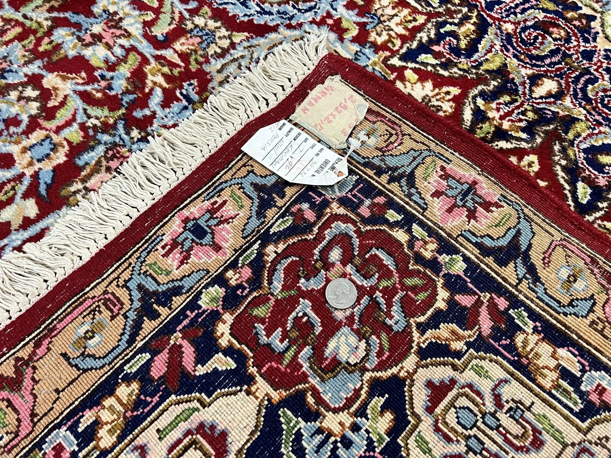 Persian Kirman Rug 7x10, Hand Knotted Wool Floral Medallion Carpet, Dark Red by Jewel Rugs