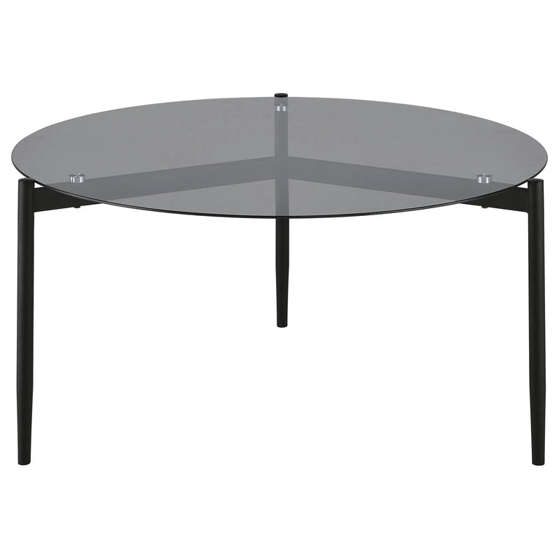 Rosalie Round Smoked Glass Top Coffee Table Grey by Unique Piece Furniture