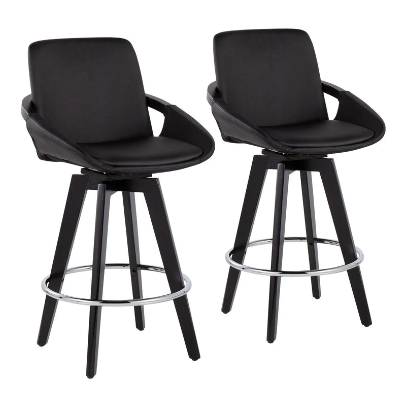 Cosmo - Contemporary Fixed Height Counter Stool With Swivel And Round Footrest (Set of 2) by HouseOfZazla