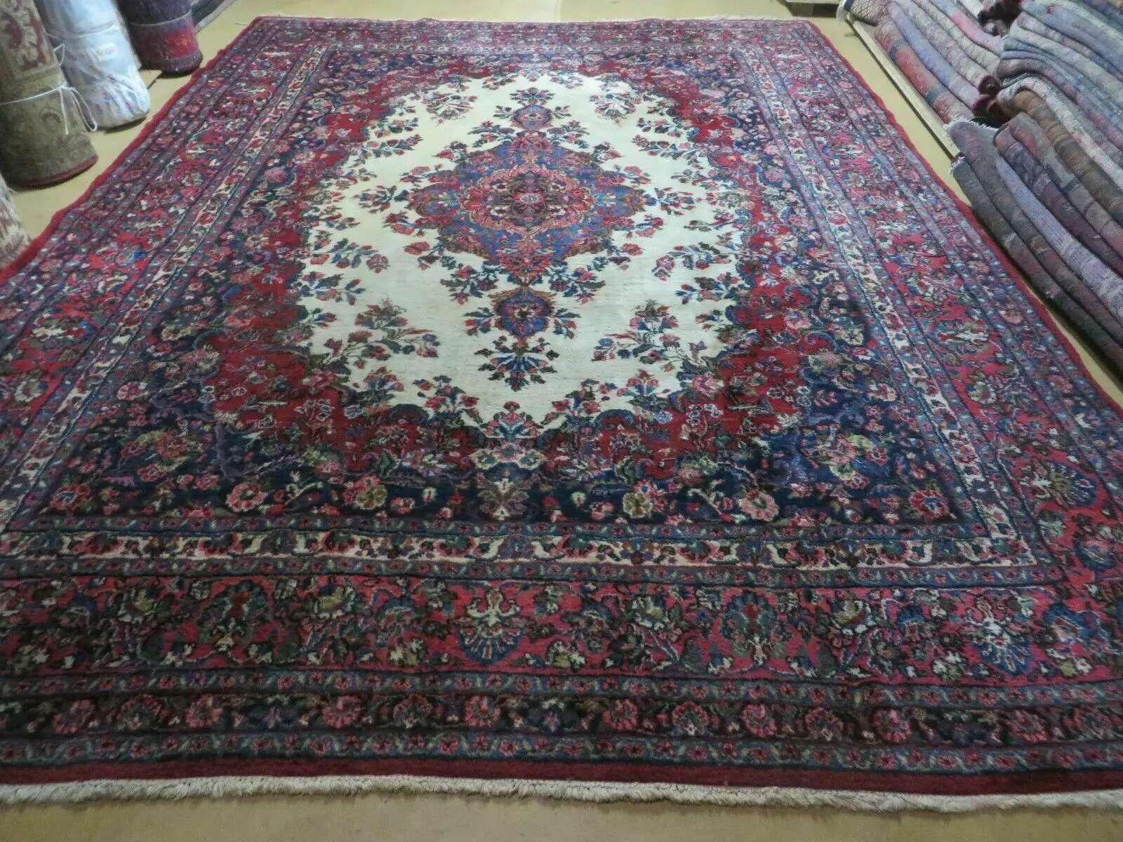 Persian Sarouk Rug 9x12 - Semi Open Field Medallion Carpet by Jewel Rugs