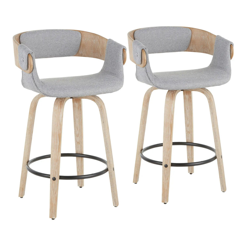 Elisa - Farmhouse Counter Stool (Set of 2) - White Washed / Gray by HouseOfZazla