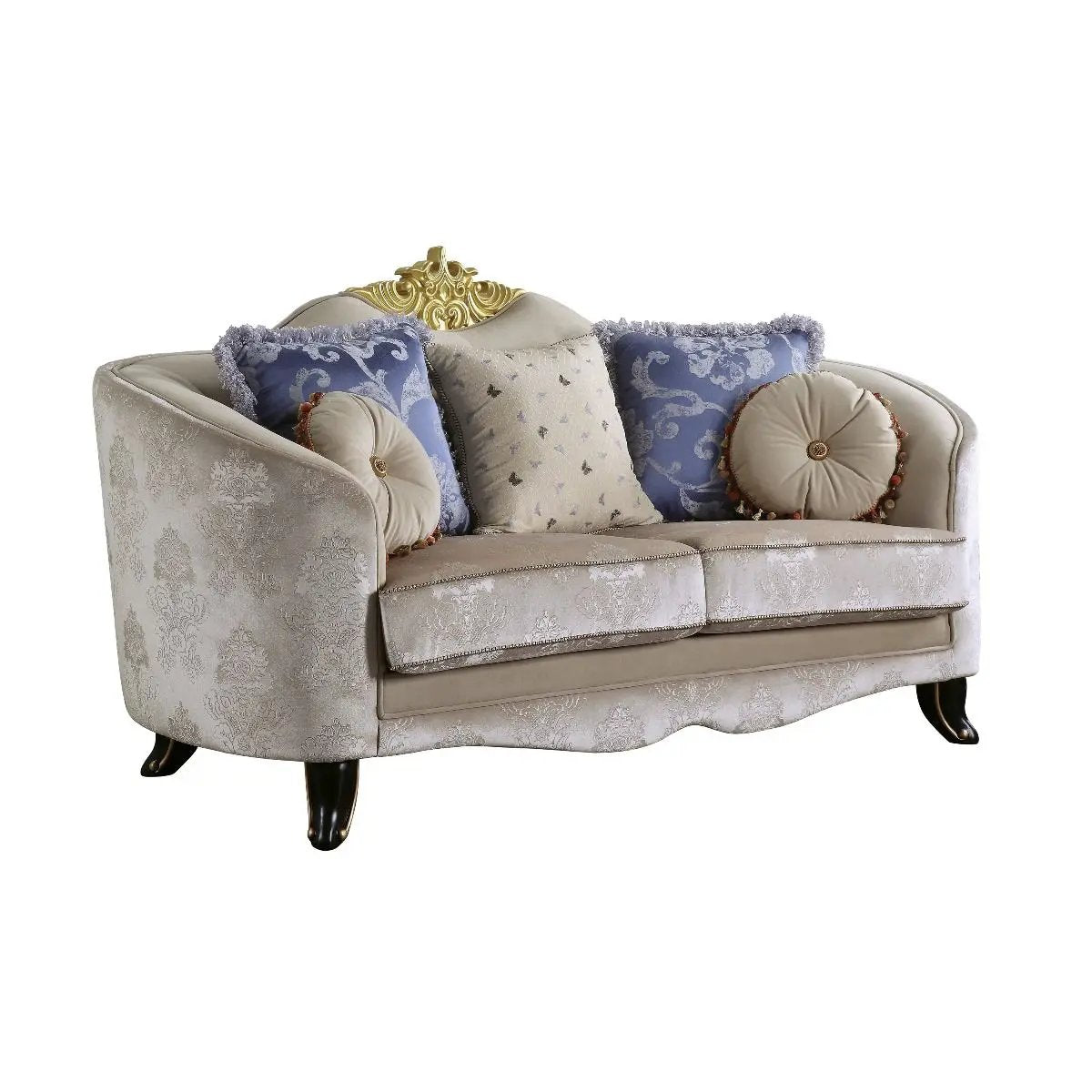 Sheridan - Loveseat With 5 Pillows - Cream Fabric by Unique Piece Furniture