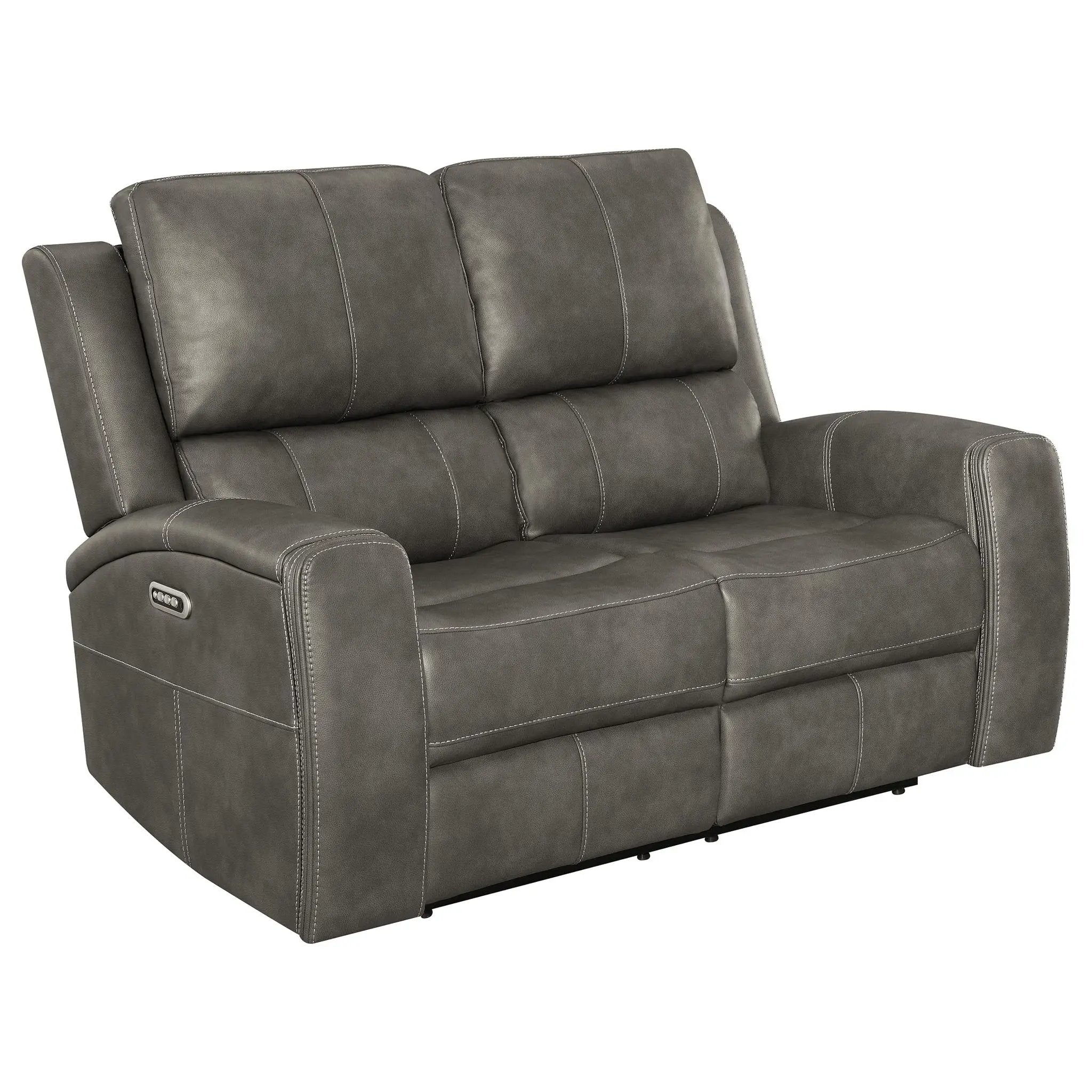 Brickston Triple Power Reclining Loveseat Charcoal by Unique Piece Furniture
