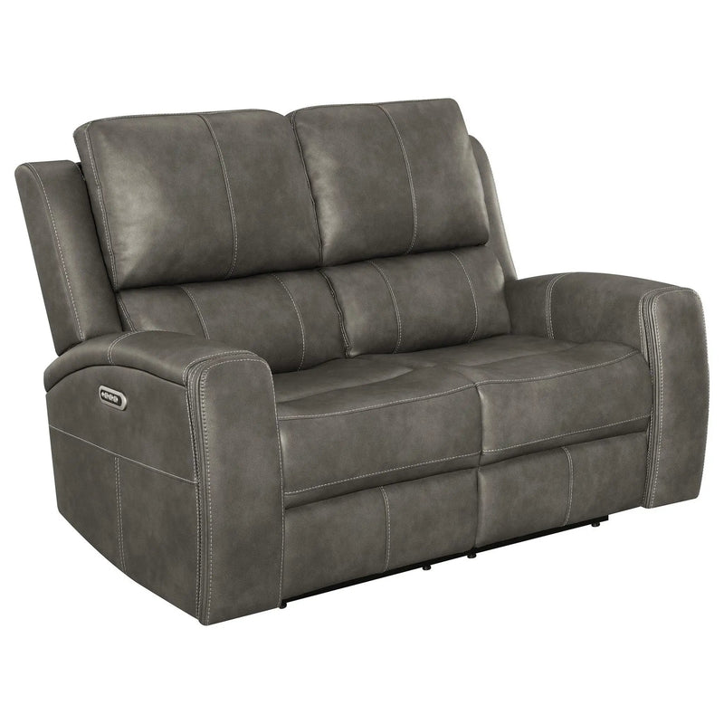 Brickston Triple Power Reclining Loveseat Charcoal by Unique Piece Furniture
