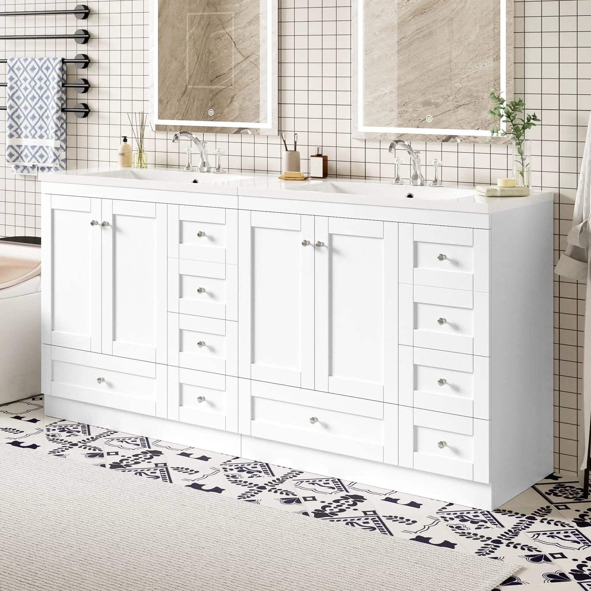 Shaker Free Standing Bathroom Vanity Cabinet & Sink, Soft Close Drawers, Soft Close Doors by Unique Piece Furniture