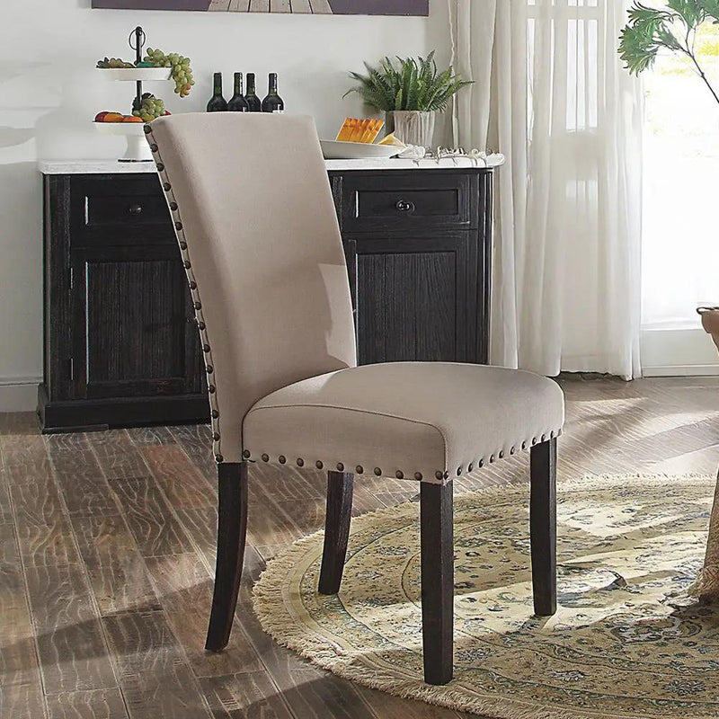 Nolan - Side Chair (Set of 2) - Linen & Salvage Dark Oak by Unique Piece Furniture