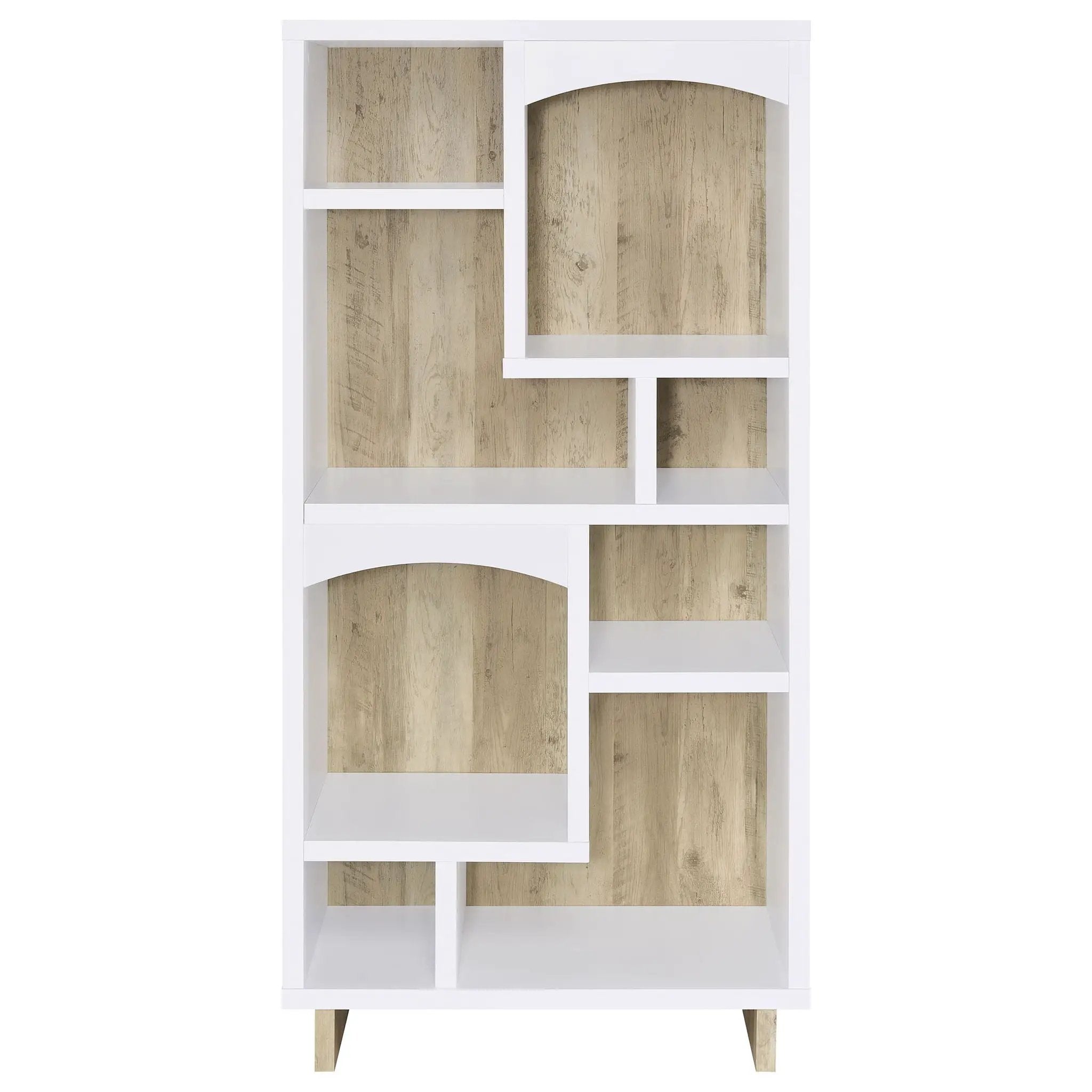 Dalton 65-inch 6-shelf Bookcase White and Distressed Pine by Unique Piece Furniture