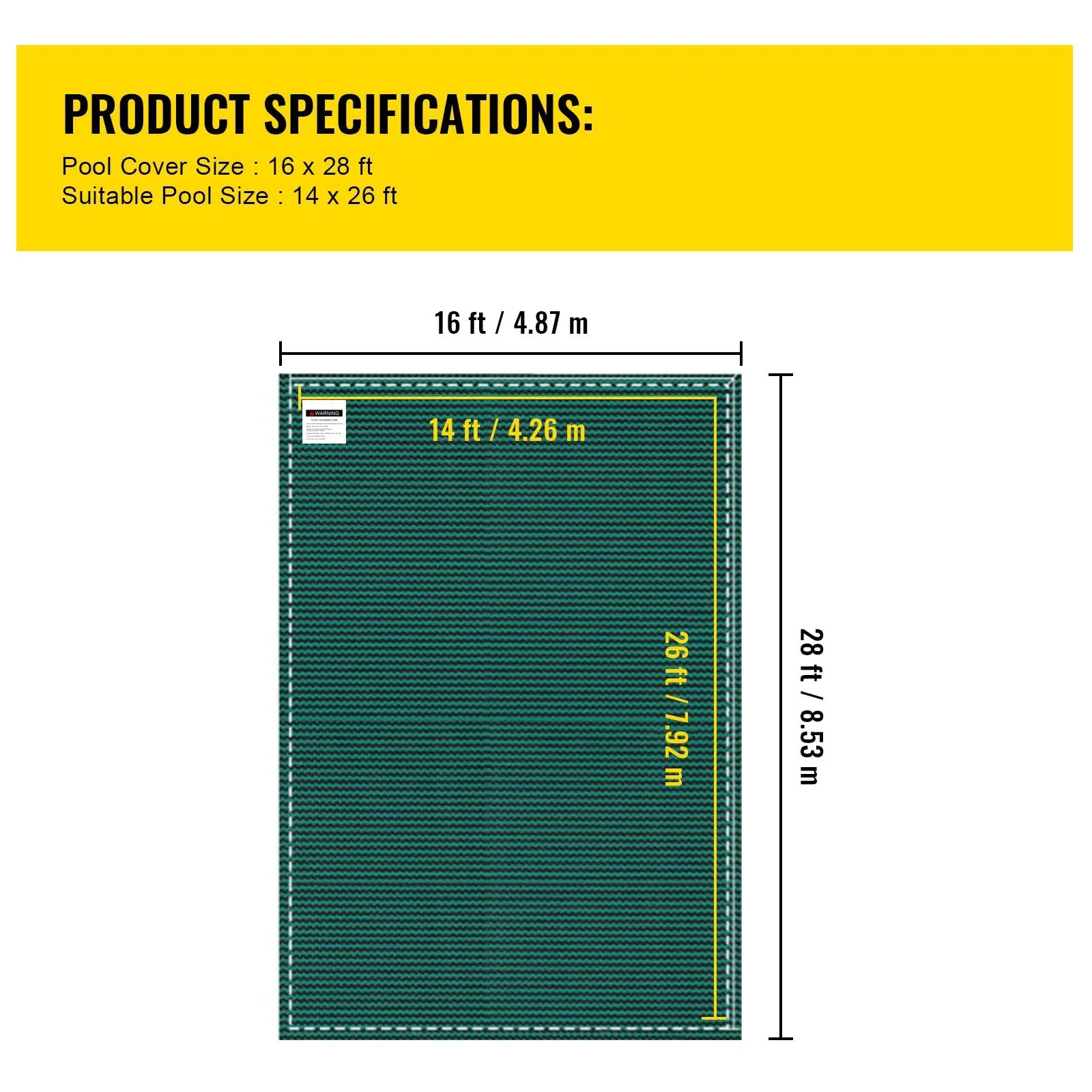 Pool Safety Cover Fits 14x26ft Rectangle Inground Safety Pool Cover by HouseOfZazla