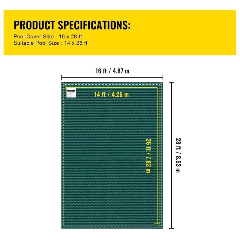 Pool Safety Cover Fits 14x26ft Rectangle Inground Safety Pool Cover by HouseOfZazla