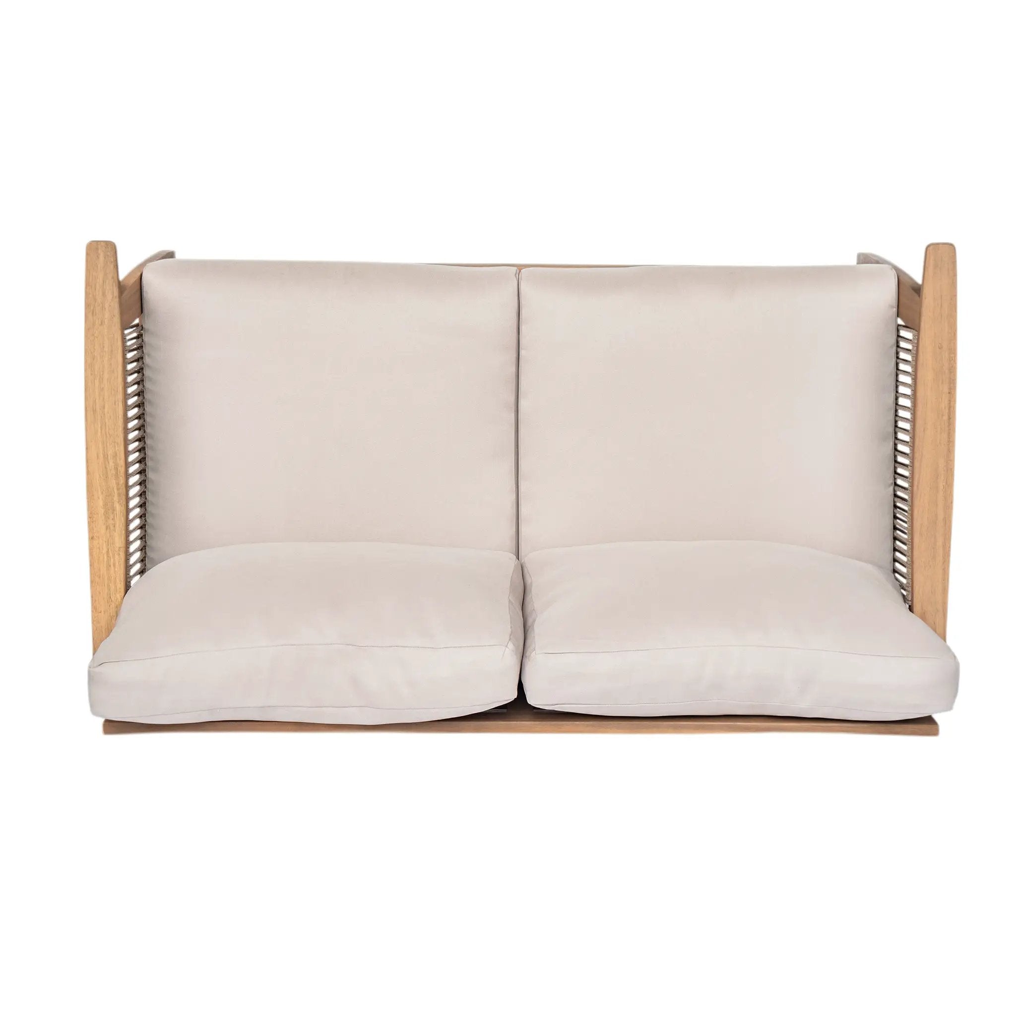 Outdoor 4pc Acacia Wood and Rope Sectional Patio Sofa Set by HouseOfZazla