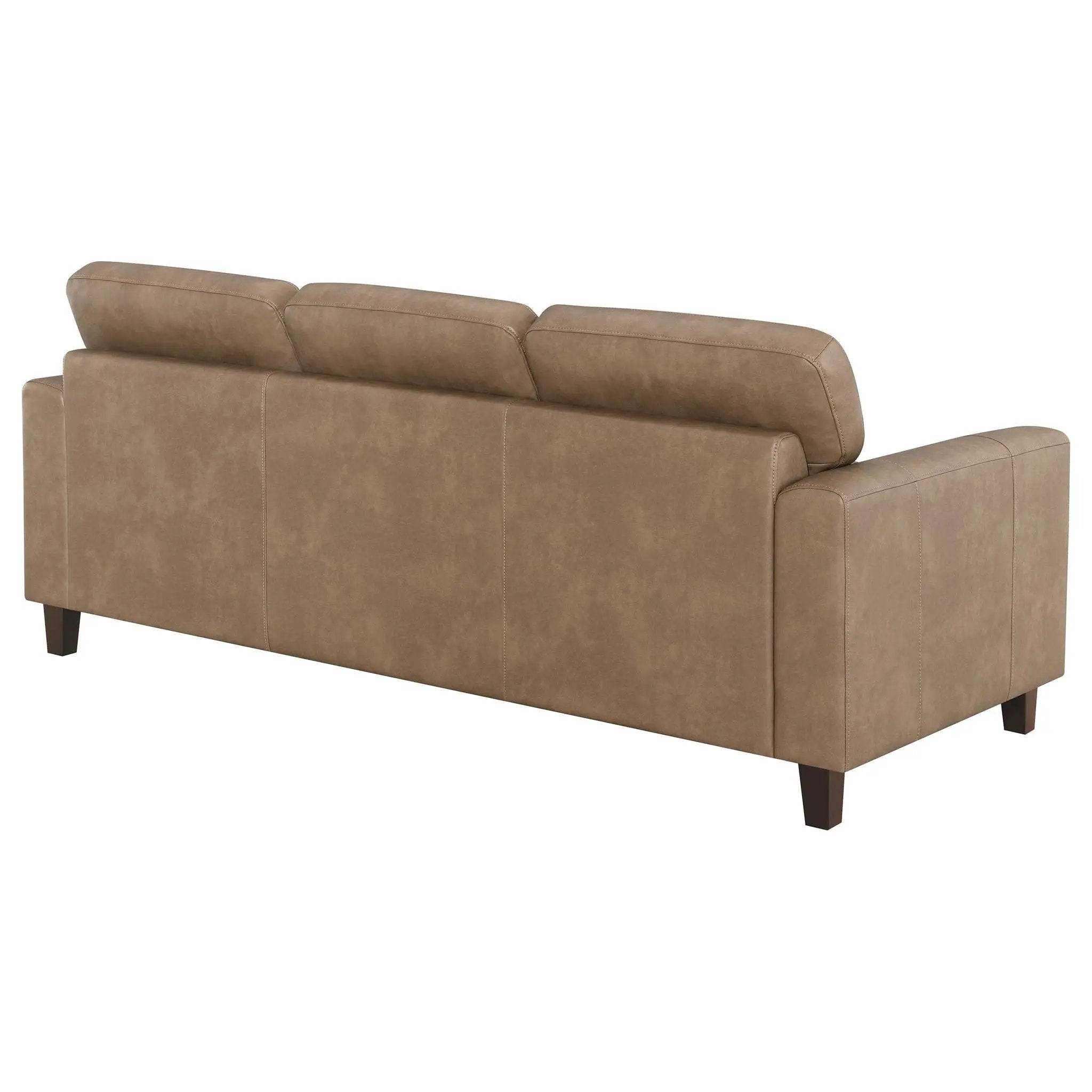 Scotland Faux Leather Upholstered Track Arm Sofa Brown by Unique Piece Furniture