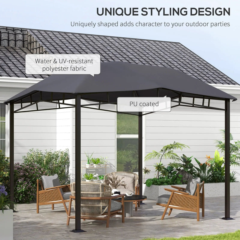 Outsunny - 10' x 10' Soft Top Patio Gazebo Outdoor Canopy With Unique Geometric Design Roof, All-Weather Steel Frame - Gray by HouseOfZazla