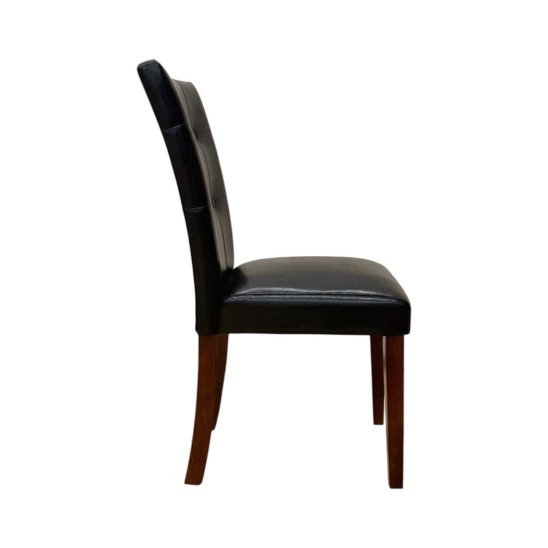 Synthetic Leather Side Chair Set with Button-Tufted Backrest - Brown / Walnut, photo 7 of 7