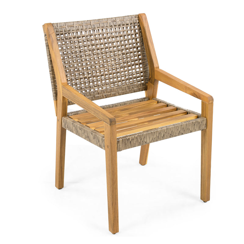 Outdoor Dining Chair - Acacia Wood & Wicker by HouseOfZazla