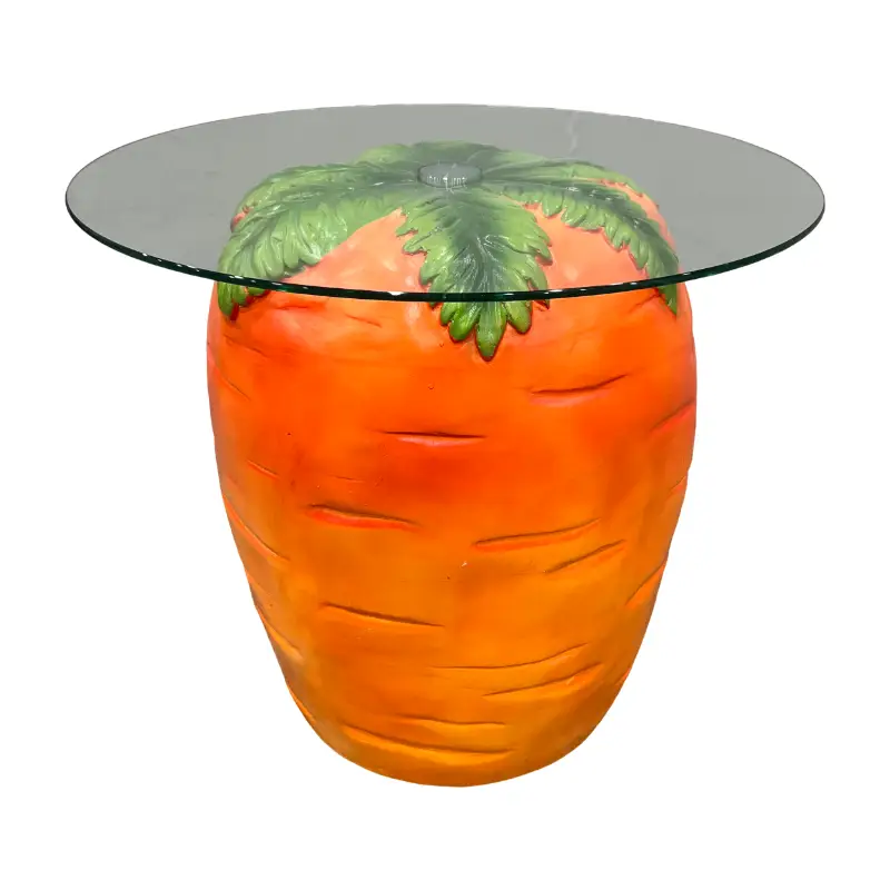 Carrot Shaped Side Table with Glass Top by HouseOfZazla