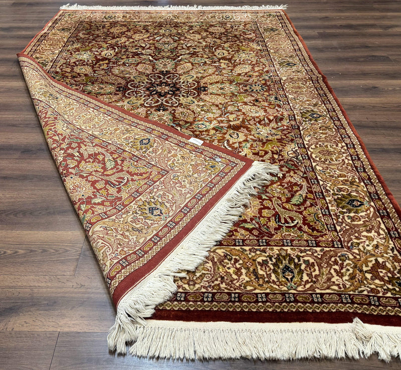 Tree of Life Indian Kashmiri Rug 6x9, Rust Red and Cream, Animal Pictorials, Fine 290 KPSI by Jewel Rugs