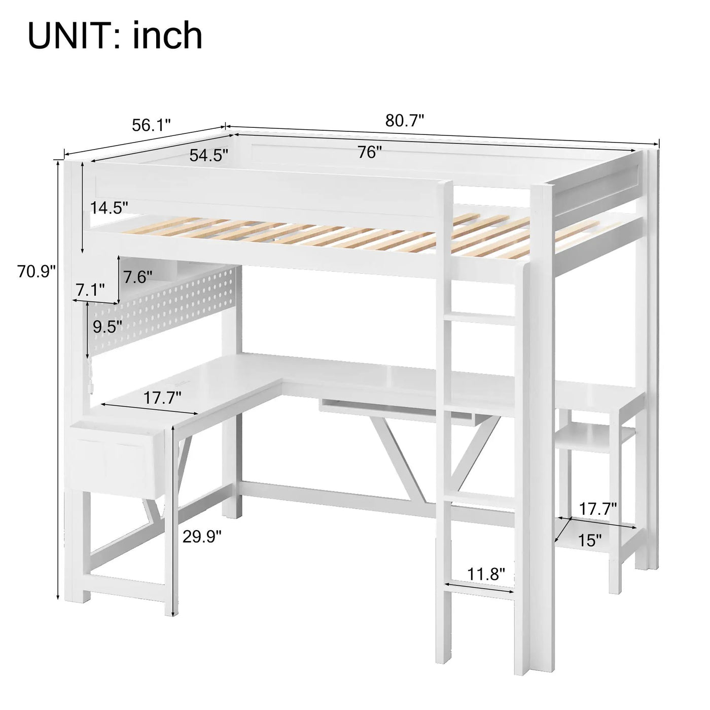 Gaming Loft Bed With Desk, Storage Shelves, LED And Charging Station by HouseOfZazla