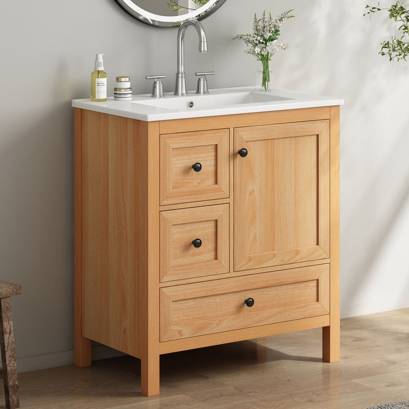Modern Bathroom Vanity With Sink, Soft Close Drawers & Door, Storage Rack by HouseOfZazla
