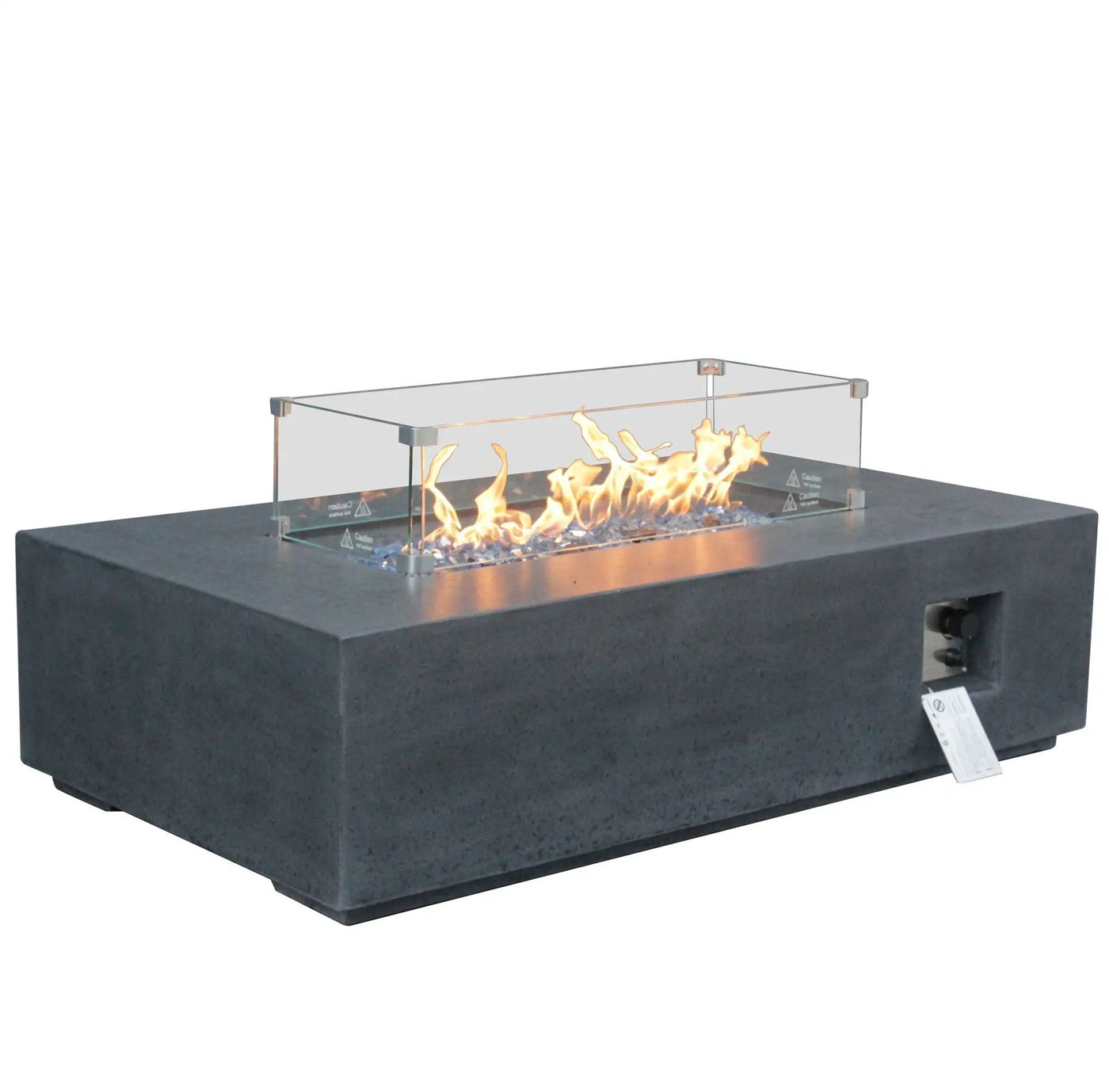 Outdoor Concrete Propane Gas Rectangle Fire Pit Table by Unique Piece Furniture