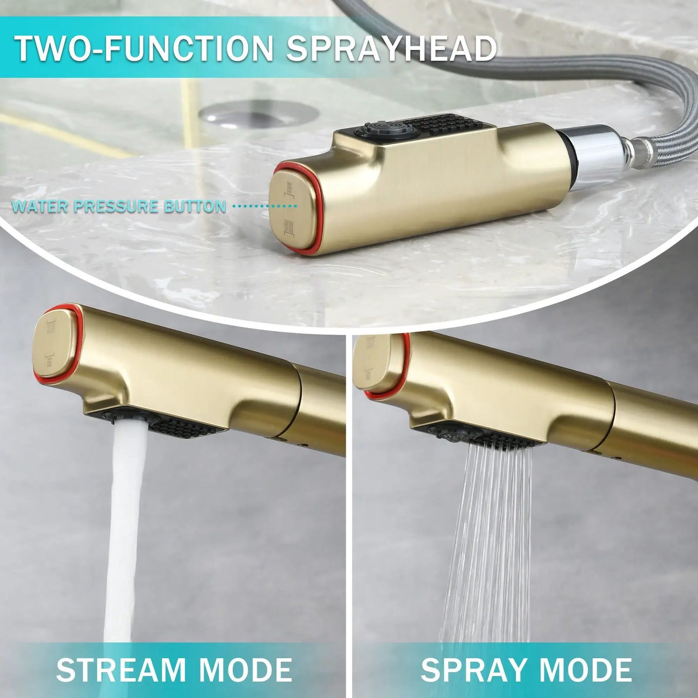 Pull Down Vessel Faucet With Lift Spout & Dual Spray Modes by HouseOfZazla