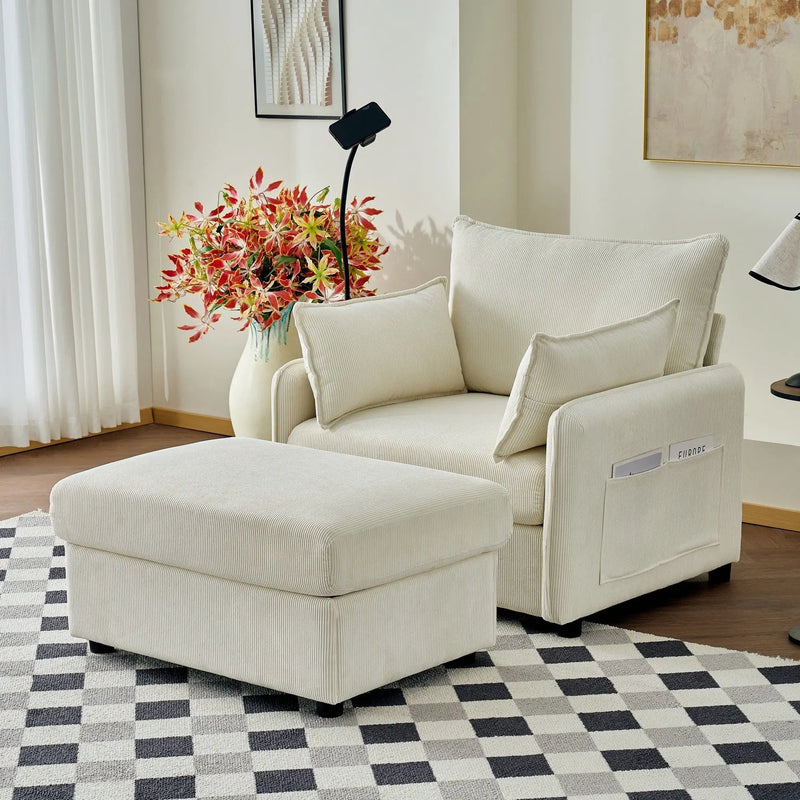 Comfy Oversized Chaise Lounge Chair With Ottoman And Storage by HouseOfZazla