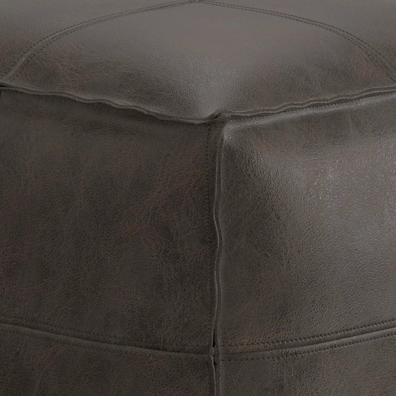 Sheffield - Square Pouf - Distressed Dark Brown by HouseOfZazla
