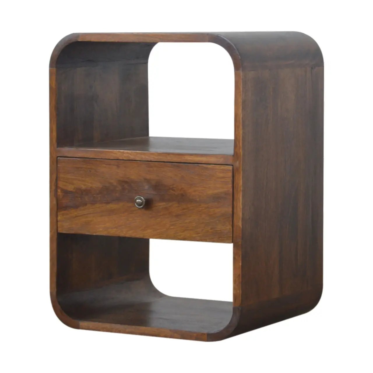 Solid Wood Chestnut Curved Edge Nightstand by HouseOfZazla