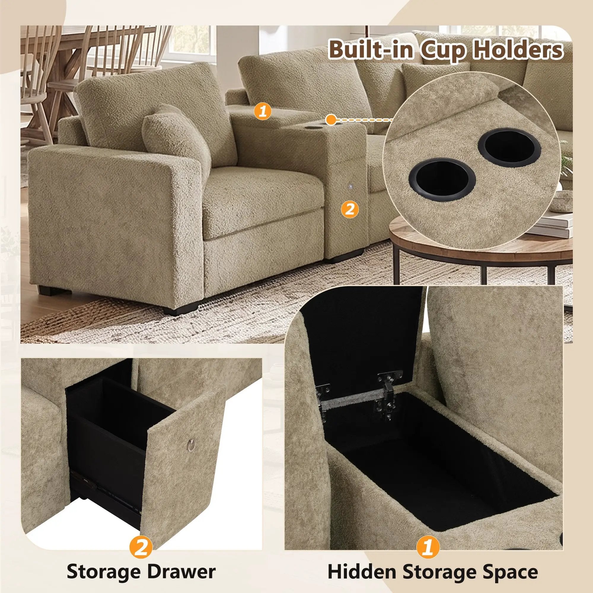 5-Seat Modular Sectional Sofa Couch by HouseOfZazla