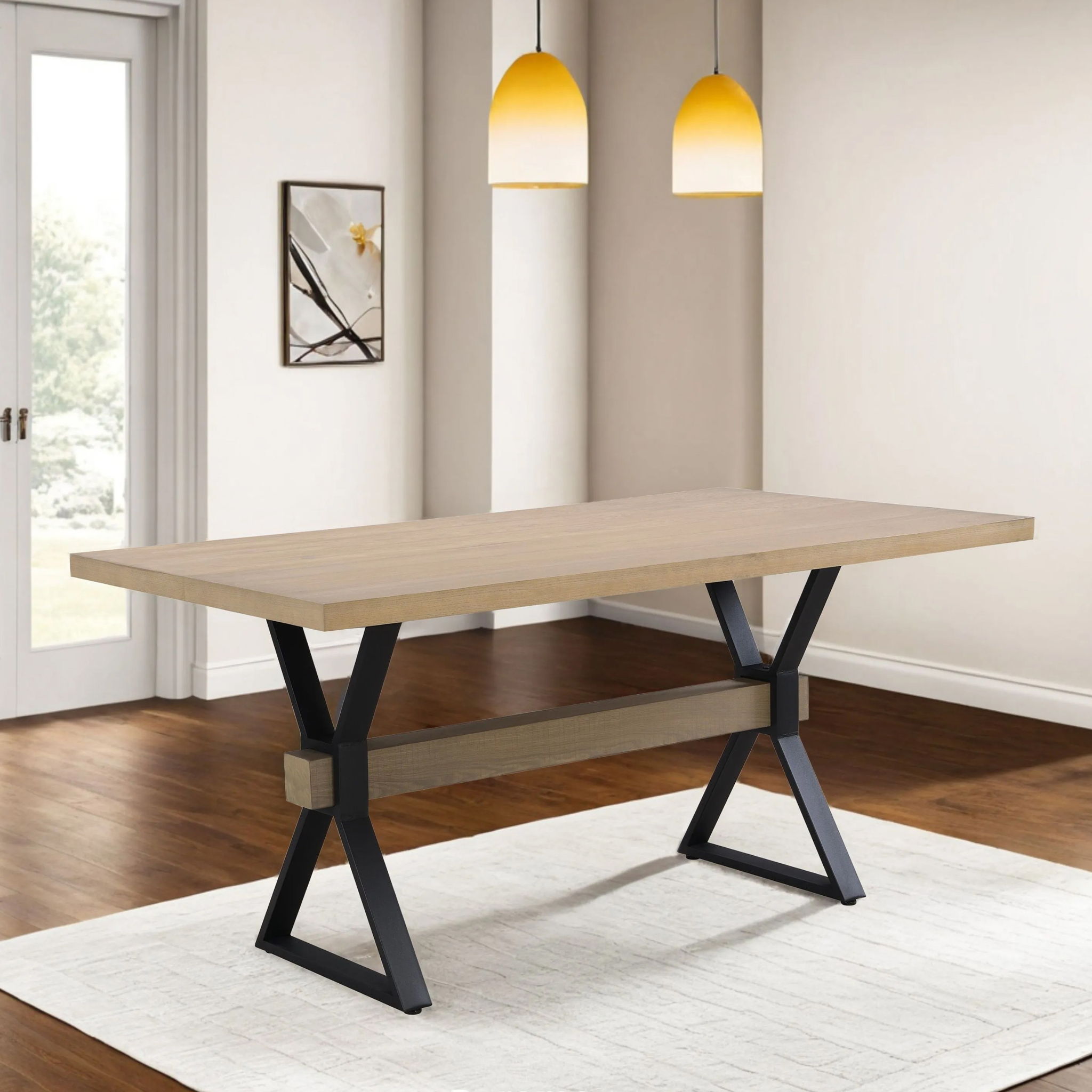 Elevated Farmhouse Dining Table With X-Shaped Legs - Light Ash by HouseOfZazla