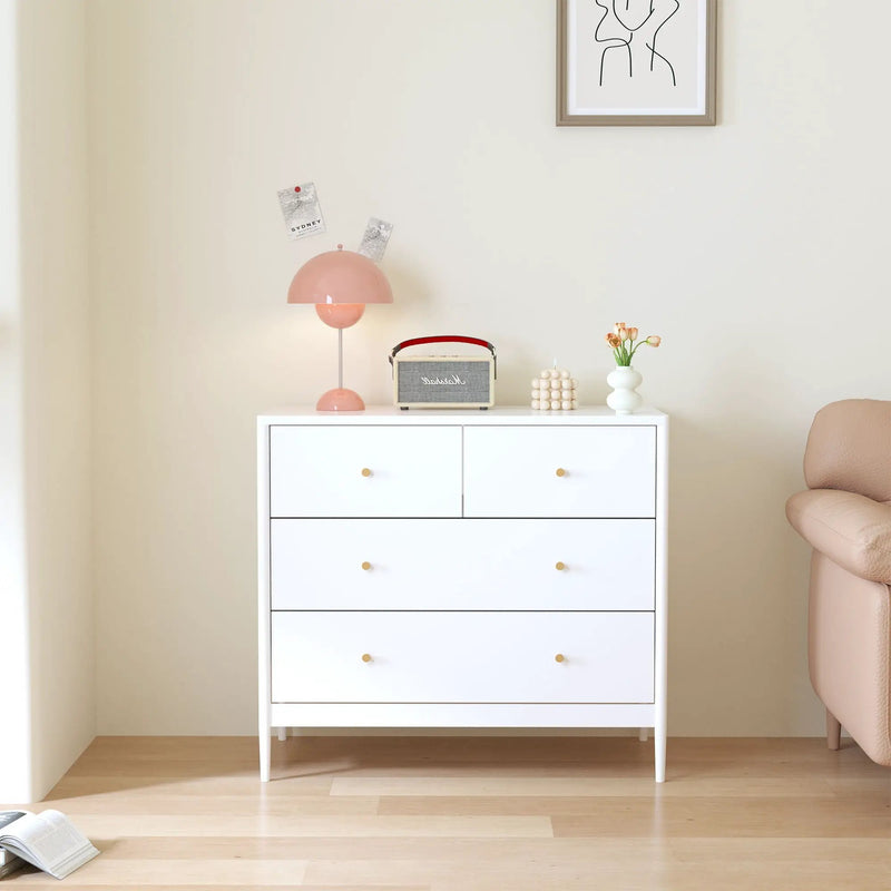 4 Drawer Kids Dresser With Antique Brass Pulls - White by Unique Piece Furniture