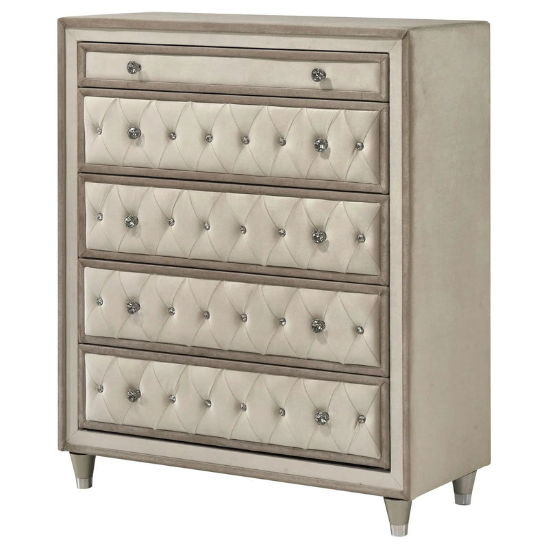 Antonella 5-drawer Bedroom Chest Ivory and Camel by Unique Piece Furniture