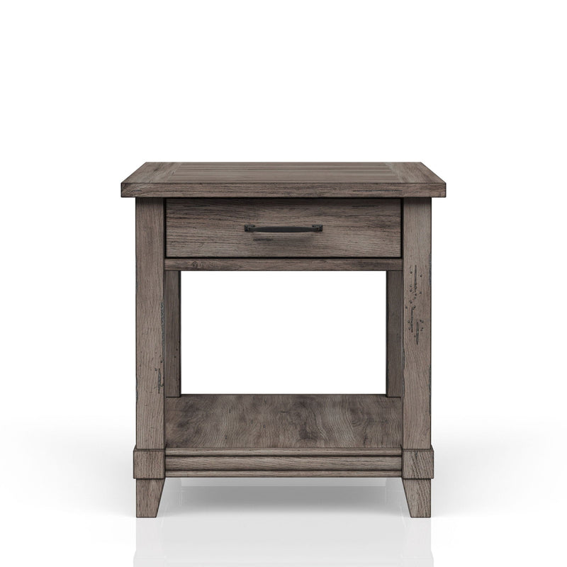 Gray End Table with Storage Drawer and USB Charging Ports, photo 6 of 6