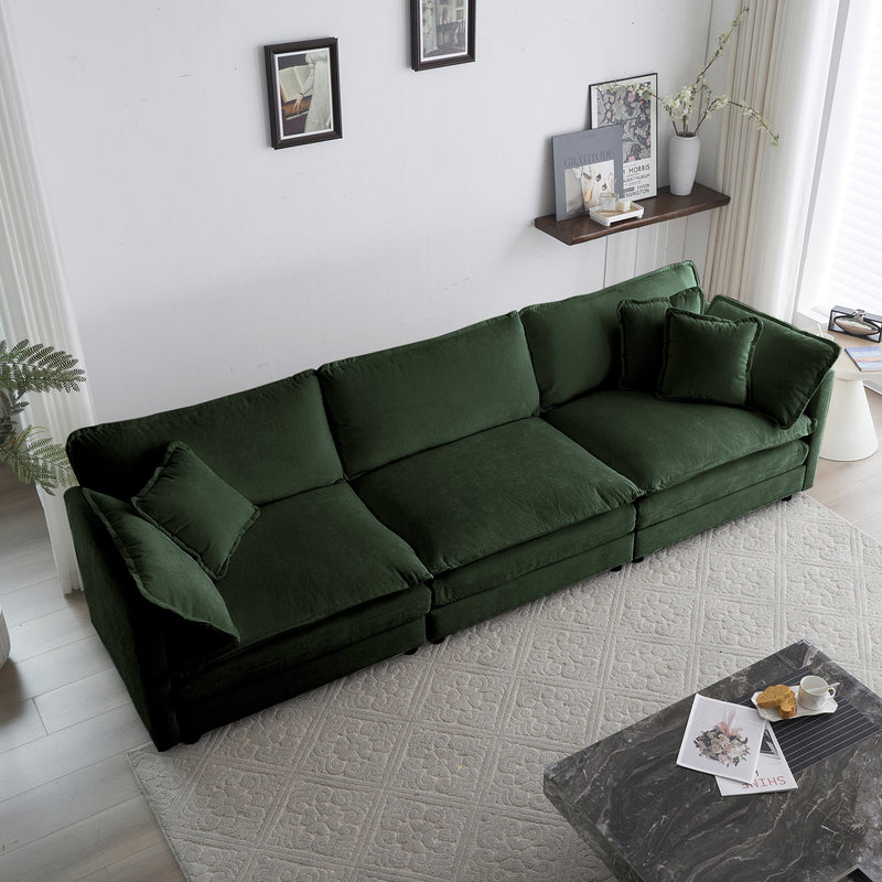 2-Piece Upholstered Sectional Sofa Set in Green Chenille by HouseOfZazla