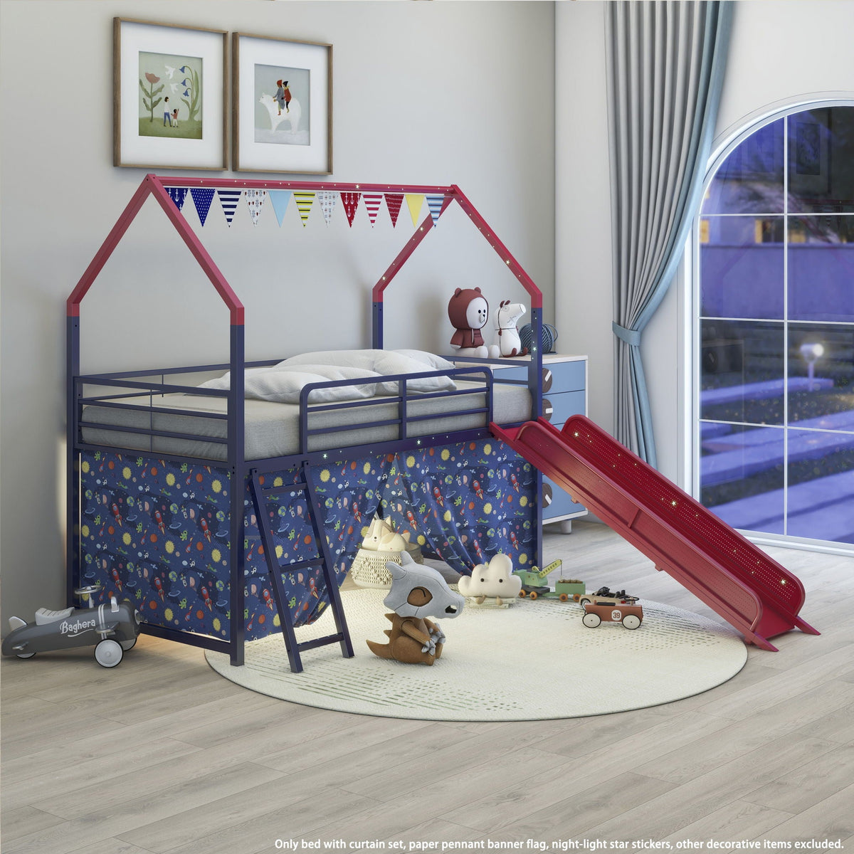 Jack - House Loft Bed With Slide And Curtain Set, photo 24 of 29