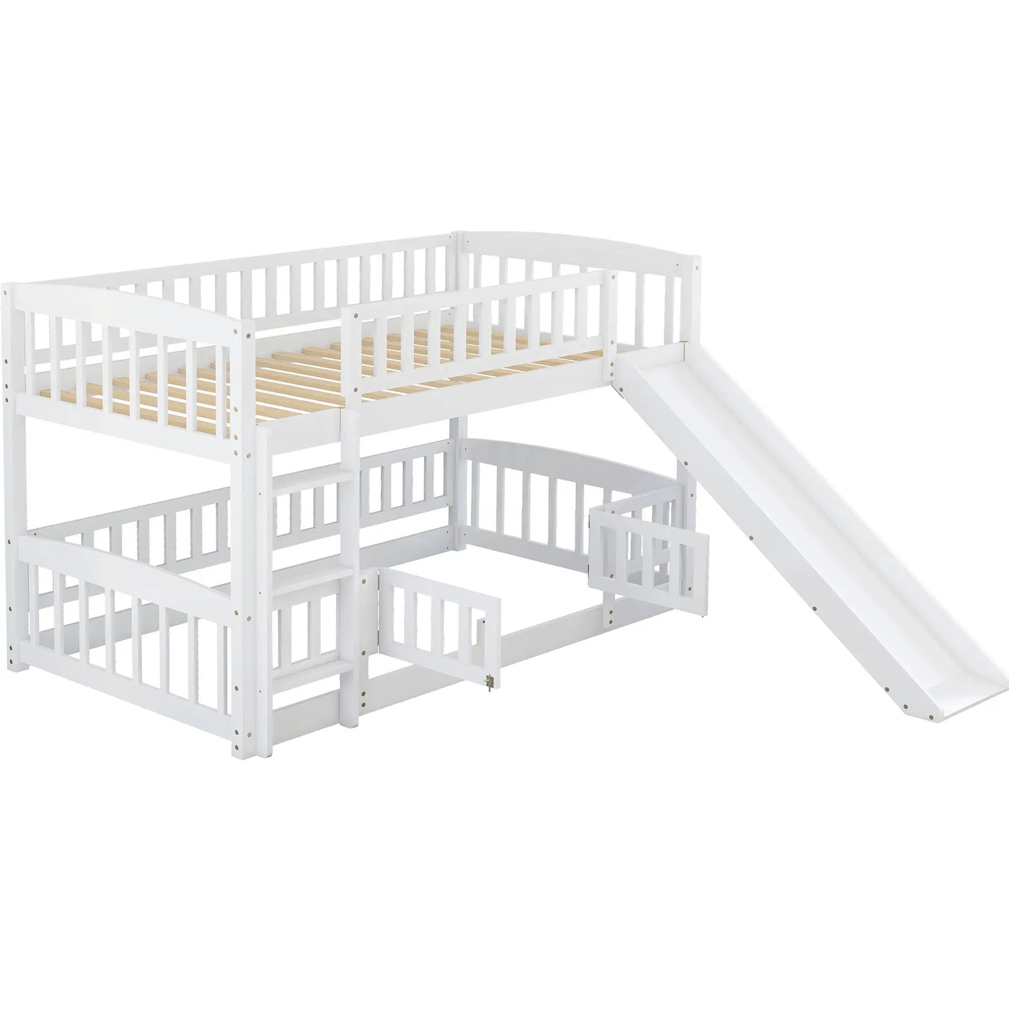 Low Bunk Bed With Slide, Fence And Ladder by Unique Piece Furniture