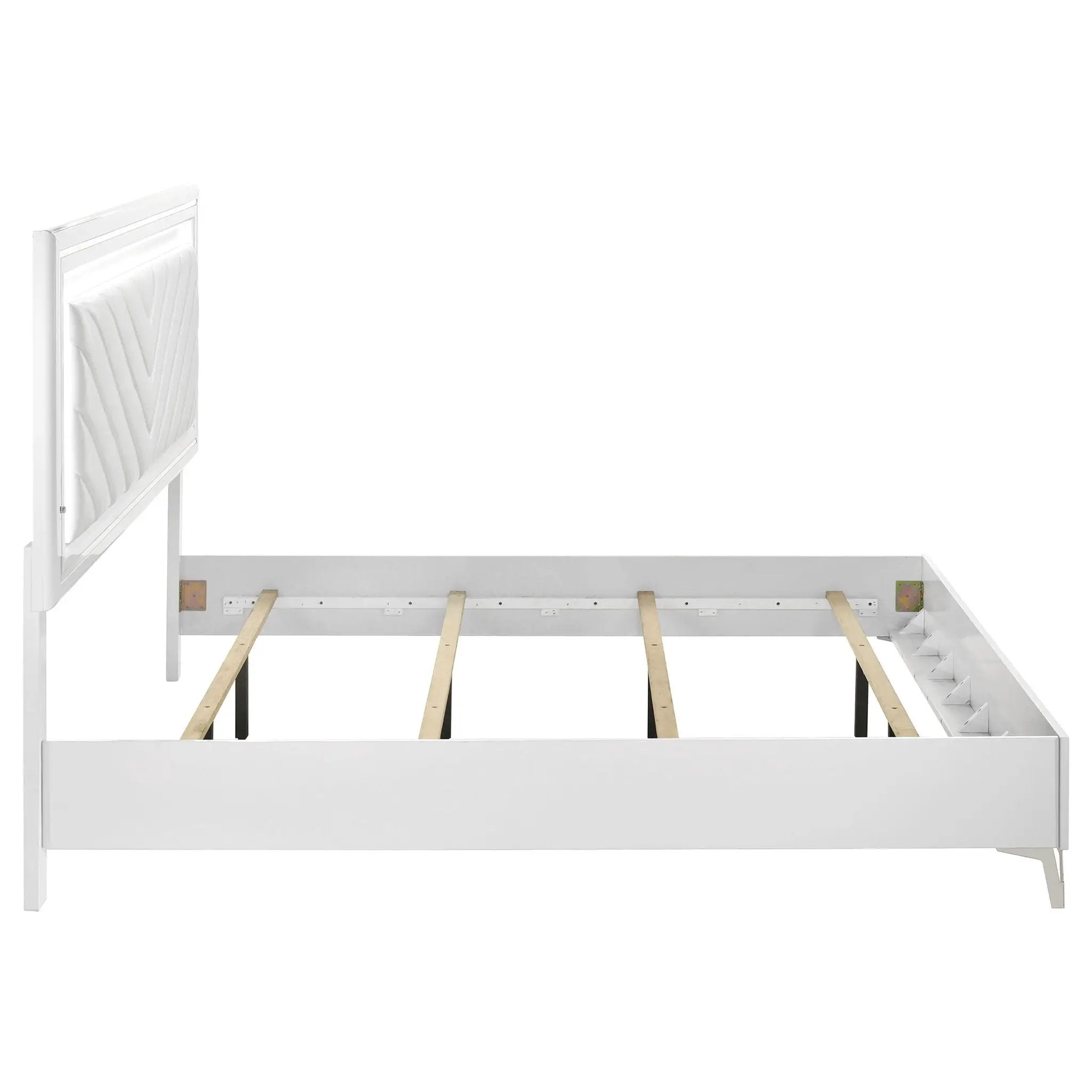 Cassia Eastern King LED Panel Bed White High Gloss by Unique Piece Furniture