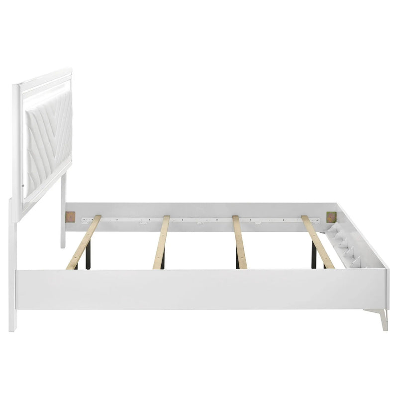 Cassia Eastern King LED Panel Bed White High Gloss by Unique Piece Furniture